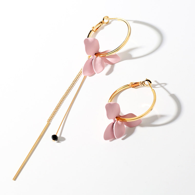 Red Flower Earrings 18K Gold Plated For Women