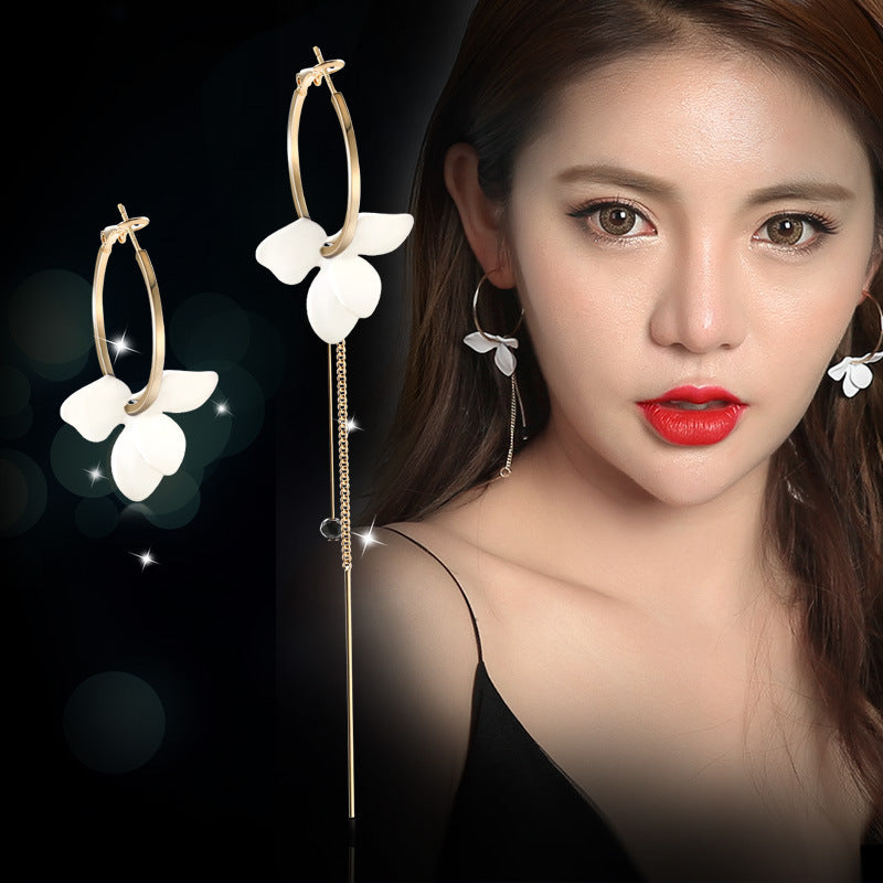 Red Flower Earrings 18K Gold Plated For Women