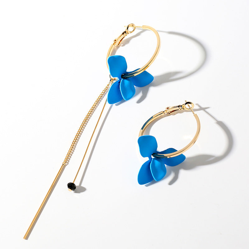 Red Flower Earrings 18K Gold Plated For Women